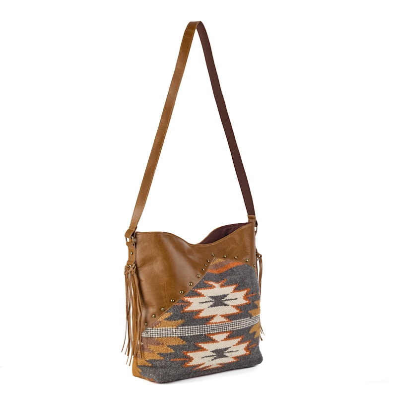 Monterey - Luxury Leather Mix Boho Shoulder Bag - Multi Browns
