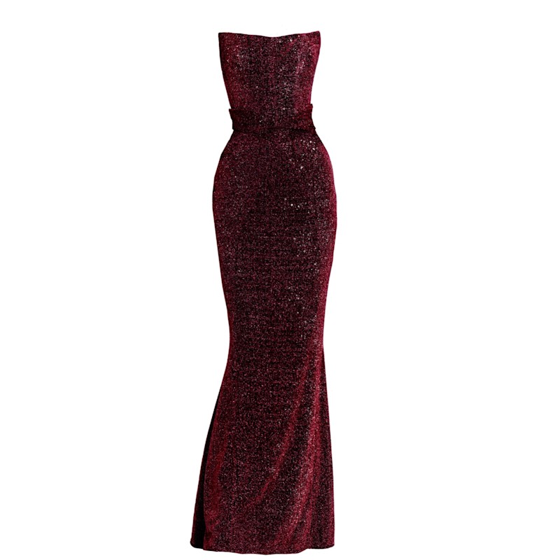 Moon Shimmering Evening Gown Burgundy | Angelika Jozefczyk | Wolf & Badger