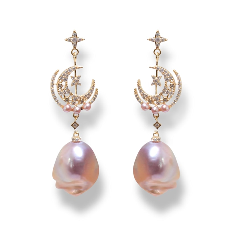 Thumbnail of Moonlit Bloom Baroque Pearl Earrings image