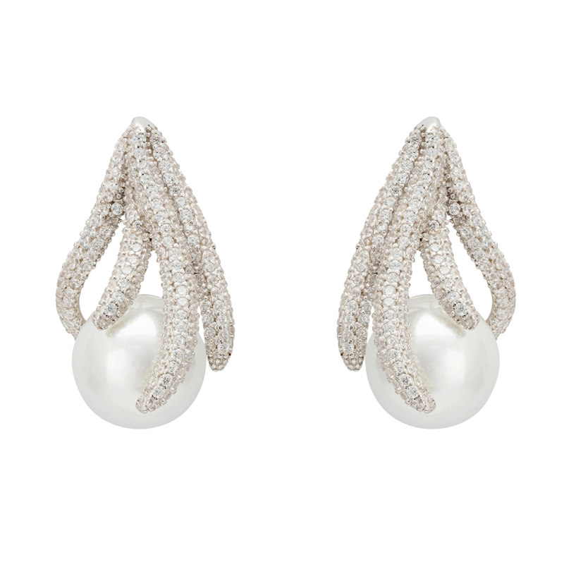 Thumbnail of Moonlit Embrace Pearl Earrings Silver image