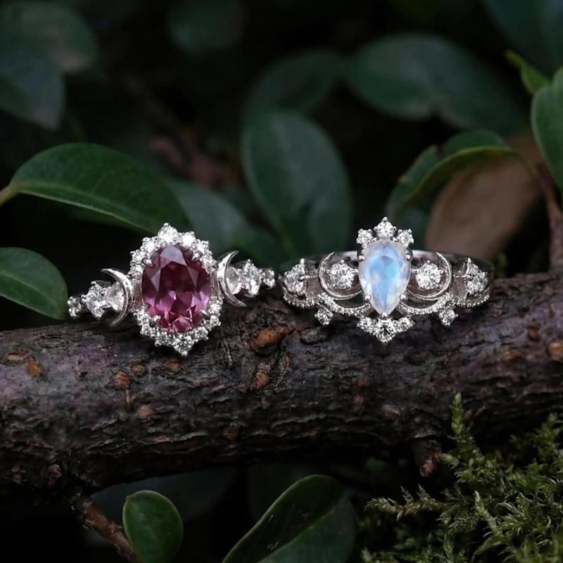 Thumbnail of Moonlit Moonstone Ring White Gold Vermeil© image