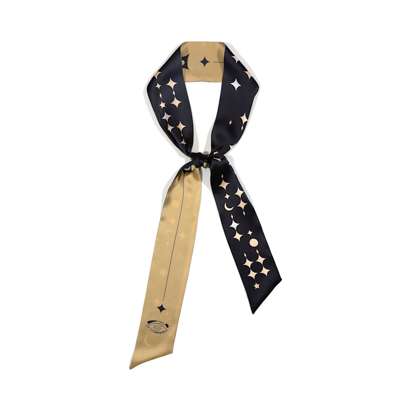 Thumbnail of Moonlit Stars Silk Neck Bow Scarf image