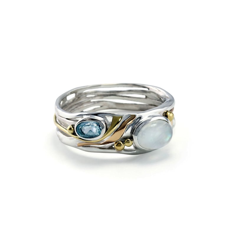 Thumbnail of Moonstone & Blue Topaz Ring image