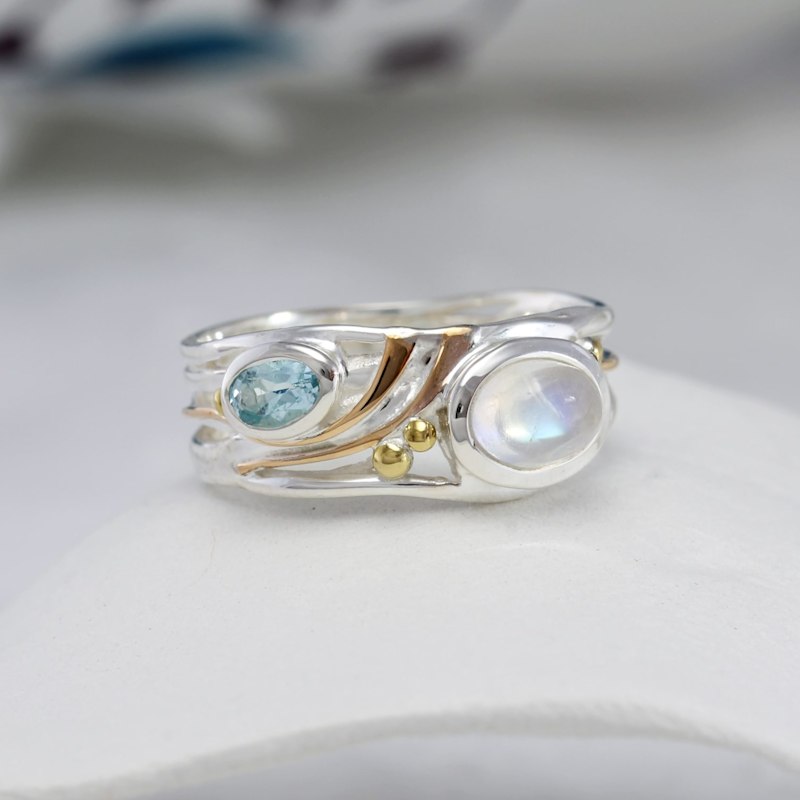 Thumbnail of Moonstone & Blue Topaz Ring image
