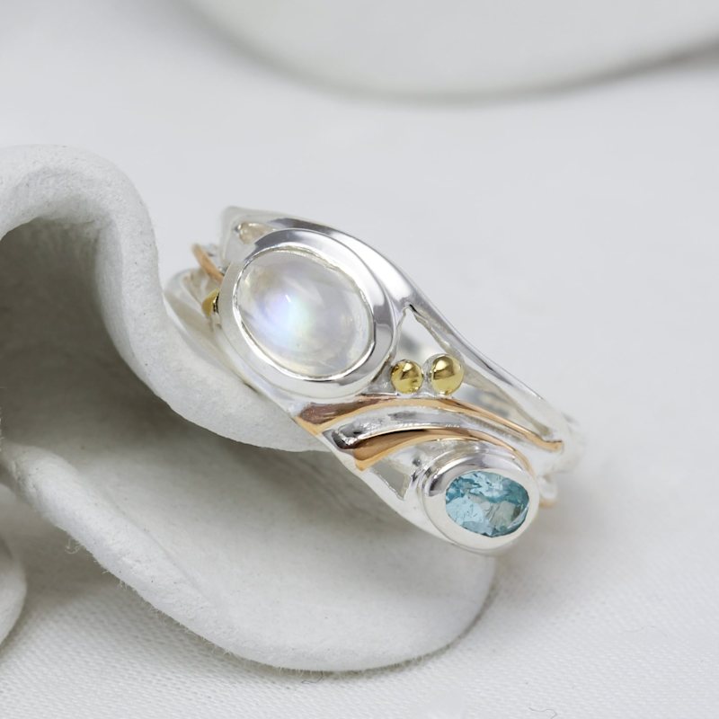 Thumbnail of Moonstone & Blue Topaz Ring image