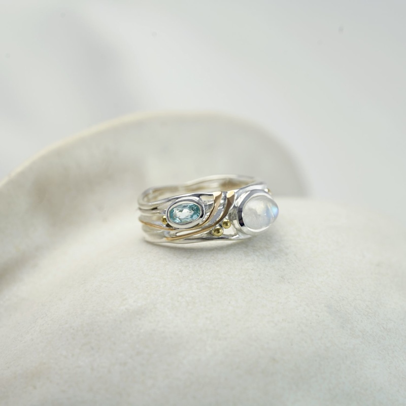 Thumbnail of Moonstone & Blue Topaz Ring image