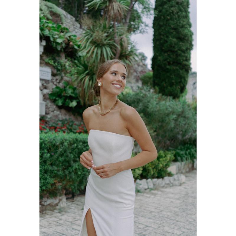 knee length dresses for ladies Francoise White Corset Midi Dress S