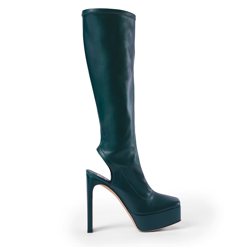 Thumbnail of More More Leather Knee High Boot In Raspoutine Green image