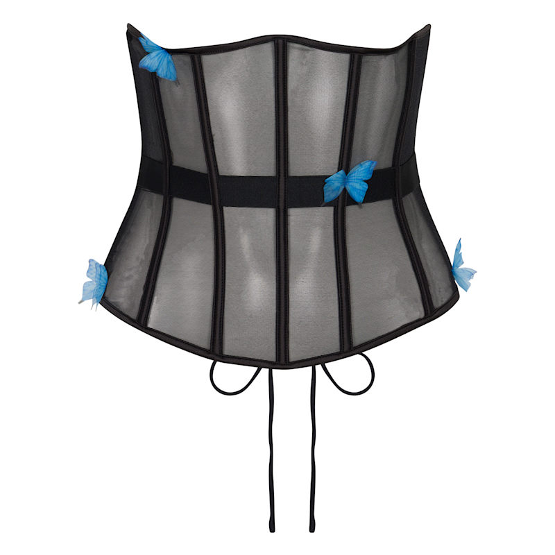 Thumbnail of Morphology Black Mesh Waspie With Butterfly Detail image