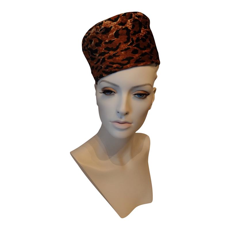 Thumbnail of Morphy Moldable Leopard Velvet Pill Box Hat With Veil image