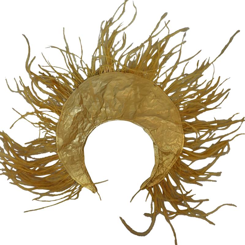 Thumbnail of Morphy Moldable "Saint" Headband Gold Silk With Feather Fringe image