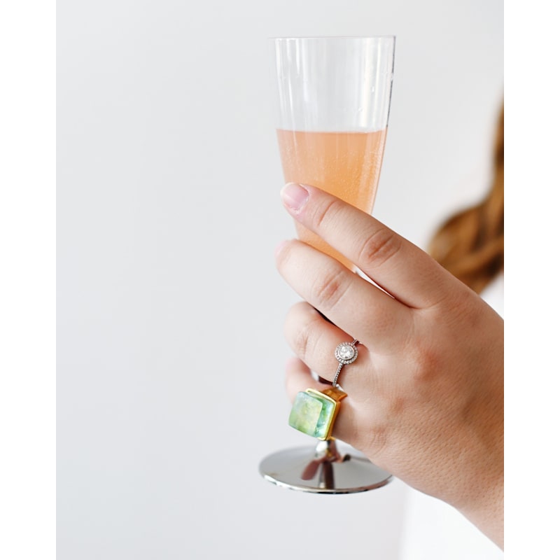 Thumbnail of Recycled Glass Mosaic Cube Confetti Ring Gold image