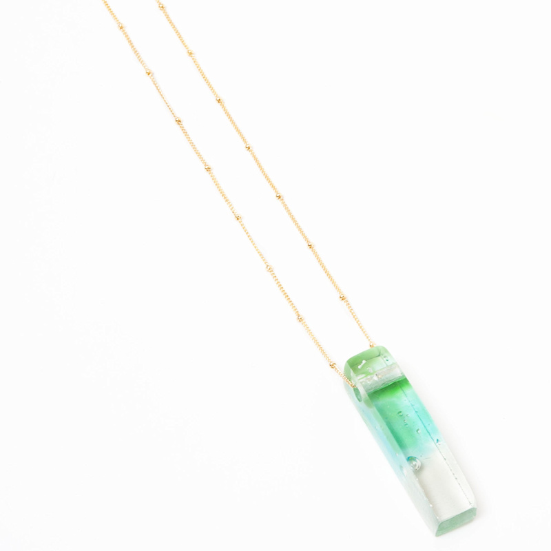 Thumbnail of Recycled Glass Mosaic Stiletto Confetti Necklace Gold Fill image