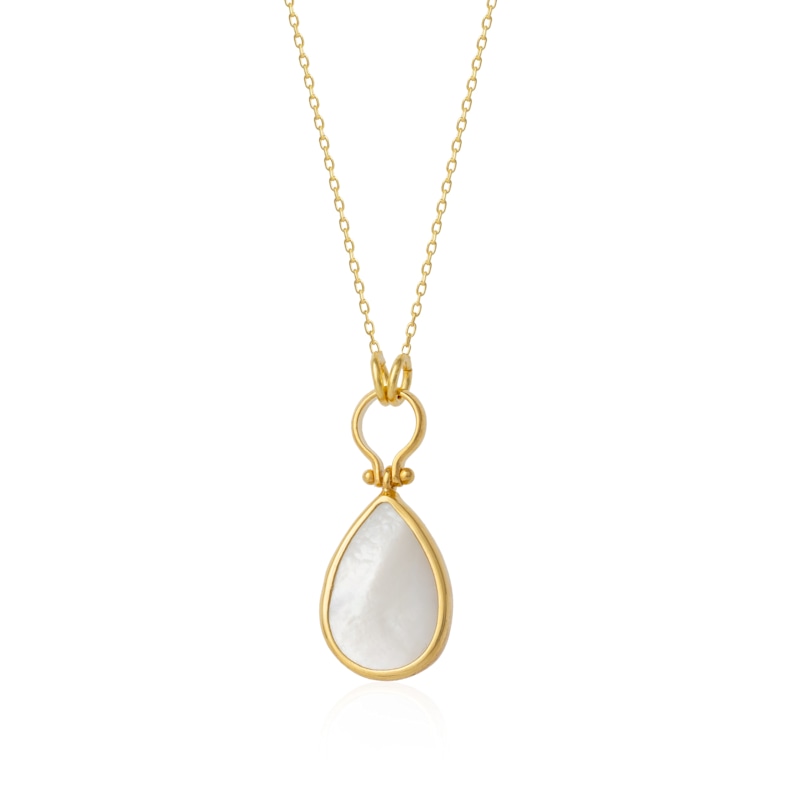 Thumbnail of Mother Of Pearl Natural Hammared Sterling Silver Pendant Necklace image