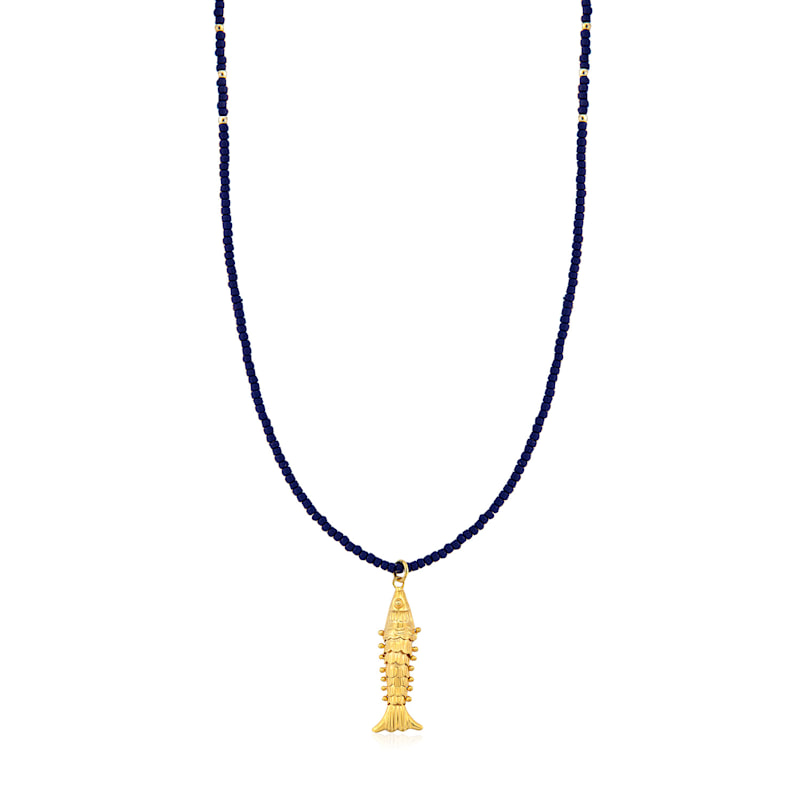 Thumbnail of Movable Gold Fish Beaded Necklace image