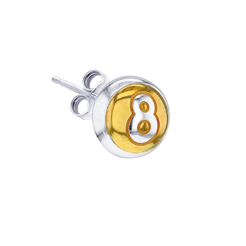 Thumbnail of 2-Tone 18Kt Gold-Plated & Sterling Silver Mini 8 Ball Pendant on gold chain image