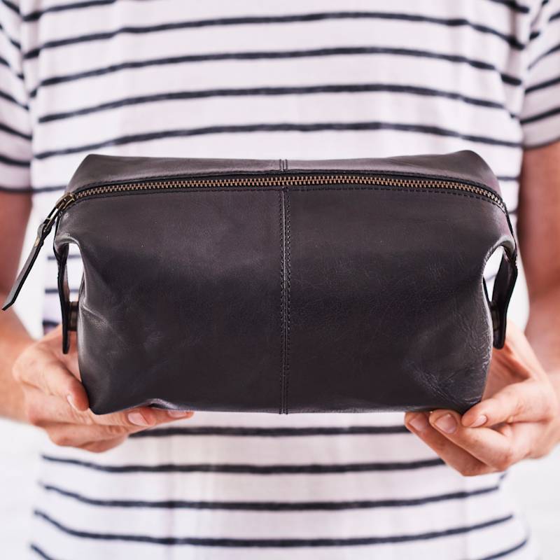 Thumbnail of Classic Black Leather Wash Bag image