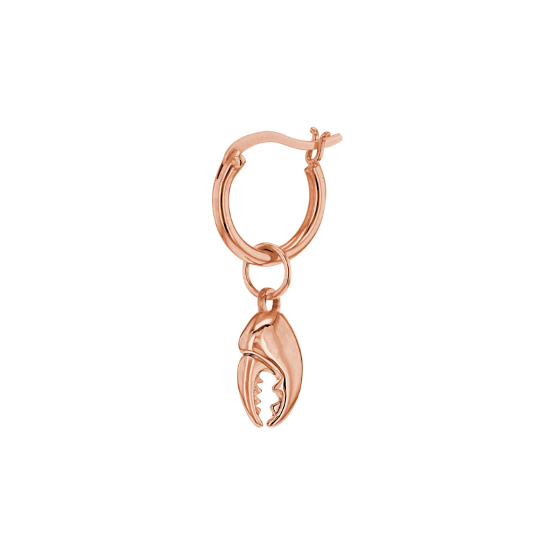 18Kt Rose Gold-Plated Mini Crab Claw Charm On Rose Gold Hoop