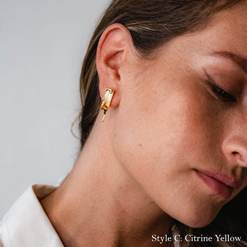 Thumbnail of Dripping Gemstone Vermeil Gold Earrings image