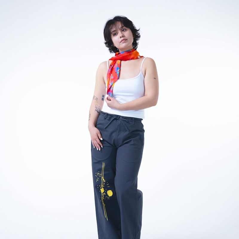 Thumbnail of Mulberry Silk Scarf– Orange | Heat Wave Print | Small image