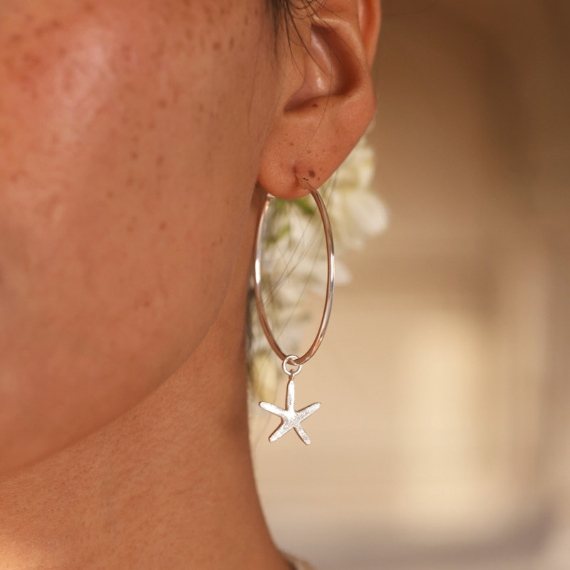 Thumbnail of Multi Charm Hoop Earrings - Sterling Silver image