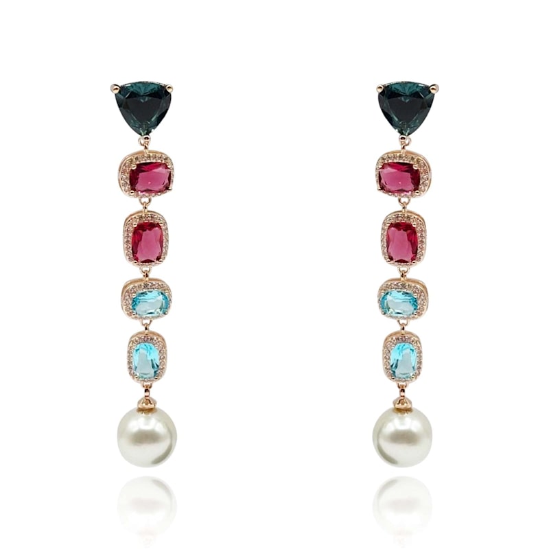 Thumbnail of Michela Multi Color And Pearl Drop Hanging Earrings image