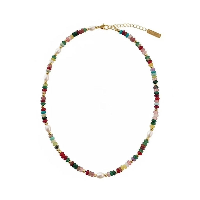 Color Harmony Necklace With Tiger Eye, Amethyst, Lapis Lazuli, Red Agate, Dalmatian Jasper, & Imperial Jasper by Kybele Studio