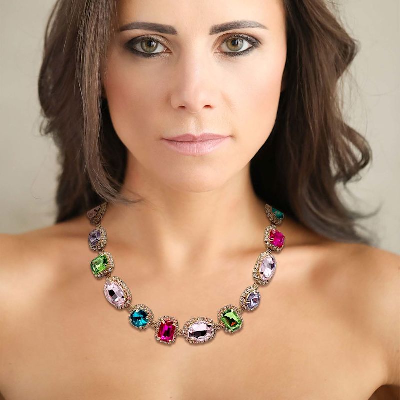 Thumbnail of Maureen Multi Pastel And Bright Faceted Stone Necklace image