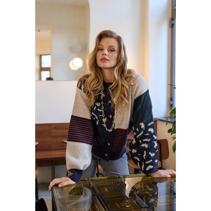 Thumbnail of Multi Patterned Tie-Back Cardigan image