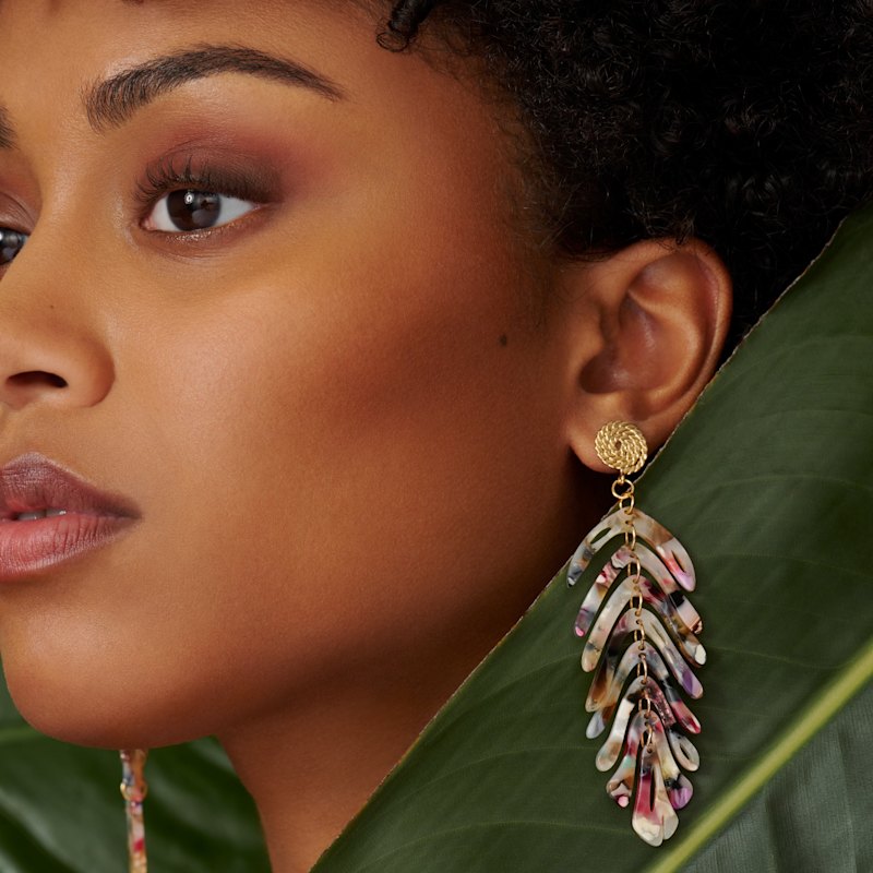 Thumbnail of Multicolor Monstera Statement Earrings image