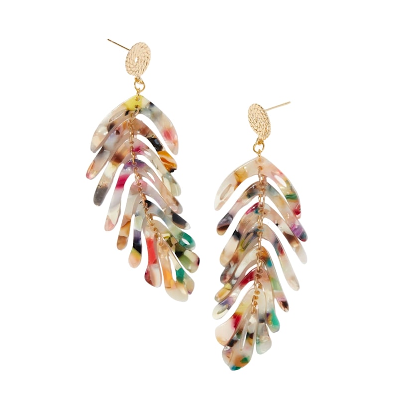 Thumbnail of Multicolor Monstera Statement Earrings image