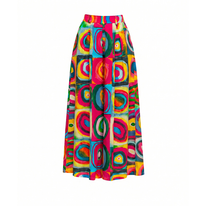 Thumbnail of Multicolored Printed Pleated Pants With Pockets Fucsia image