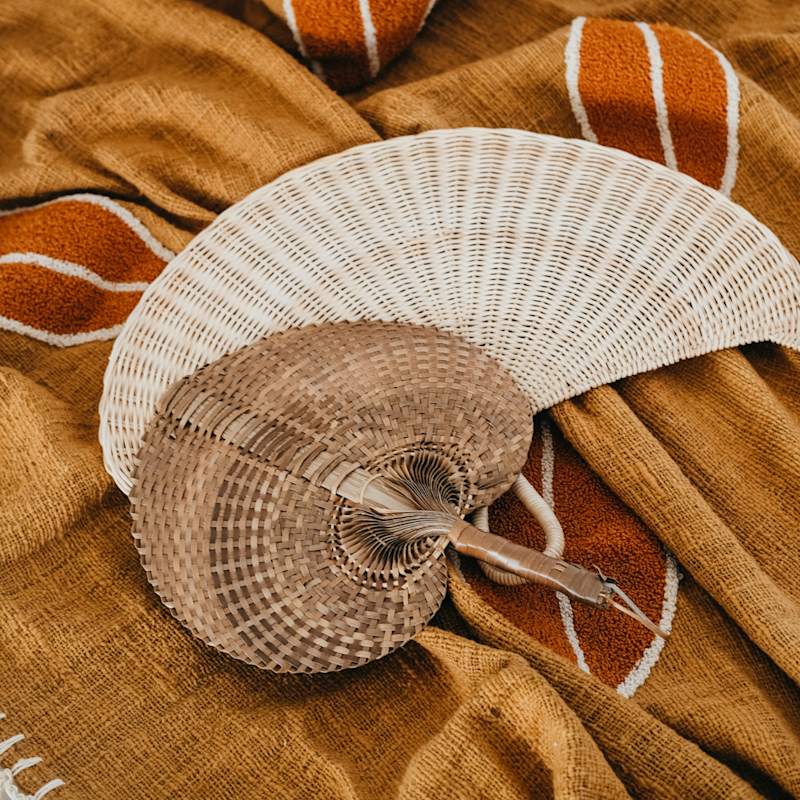 Fancy Handmade Rattan Fan | Pink Haley | Wolf & Badger