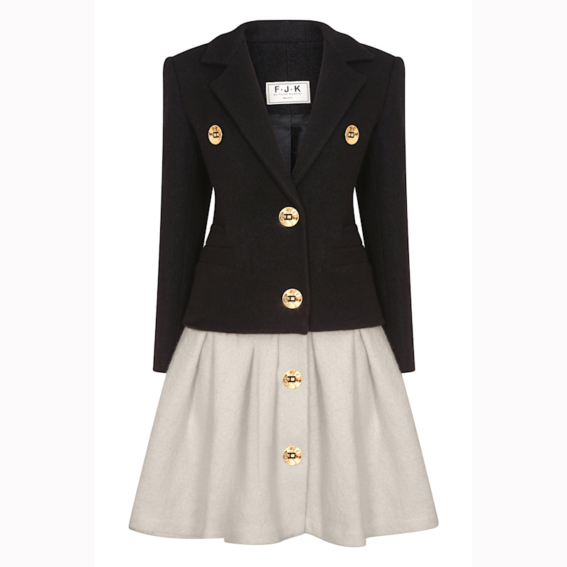 Thumbnail of Muna The Black And Ivory With Golden Buttons Jacket Dress image
