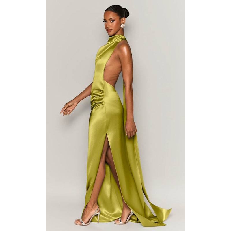 light green summer dress Women's Smocked Pleated Light Green Spring Summer Maxi Dress, Light Green / M