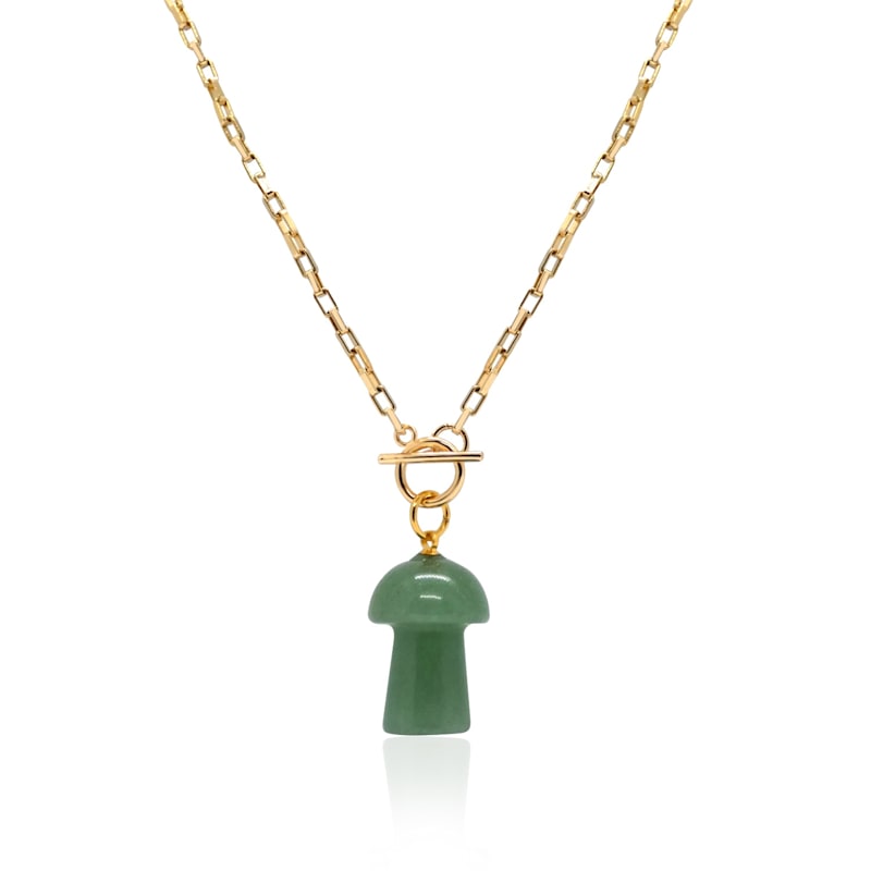 Thumbnail of Mushroom Aventurine Necklace Vintage Style 18K Gold image