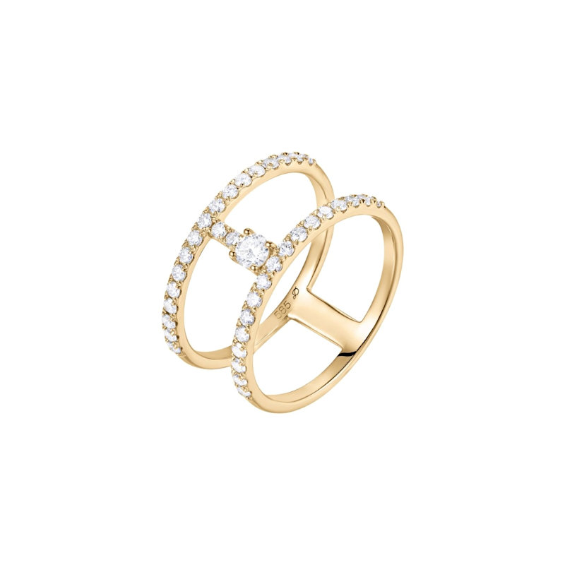 Thumbnail of Paved Two Rows Ring Yellow Gold image