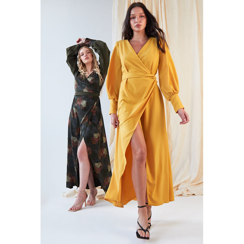 Thumbnail of Mustard Wrap Maxi Dress image