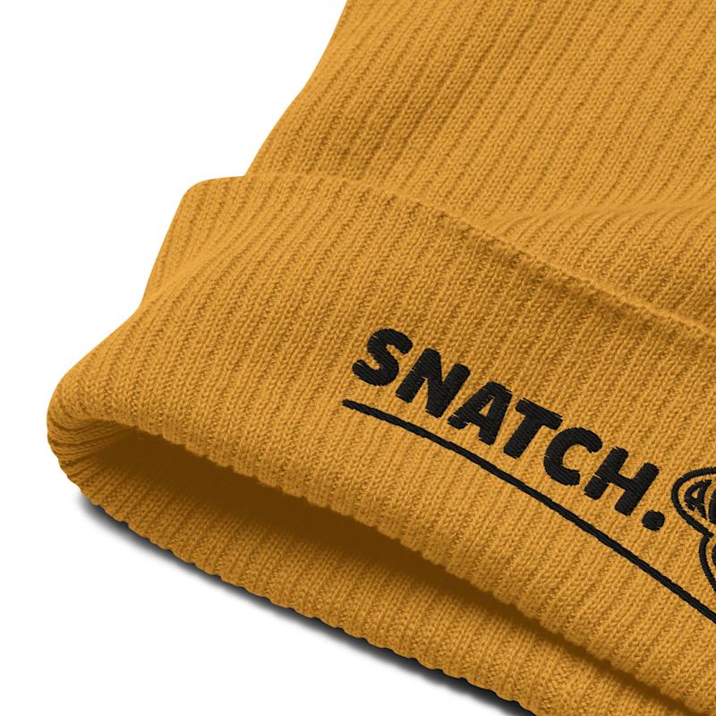 Thumbnail of Mustard Yellow Snatch Gen. Organic Cotton Embroidered Beanie - Men image