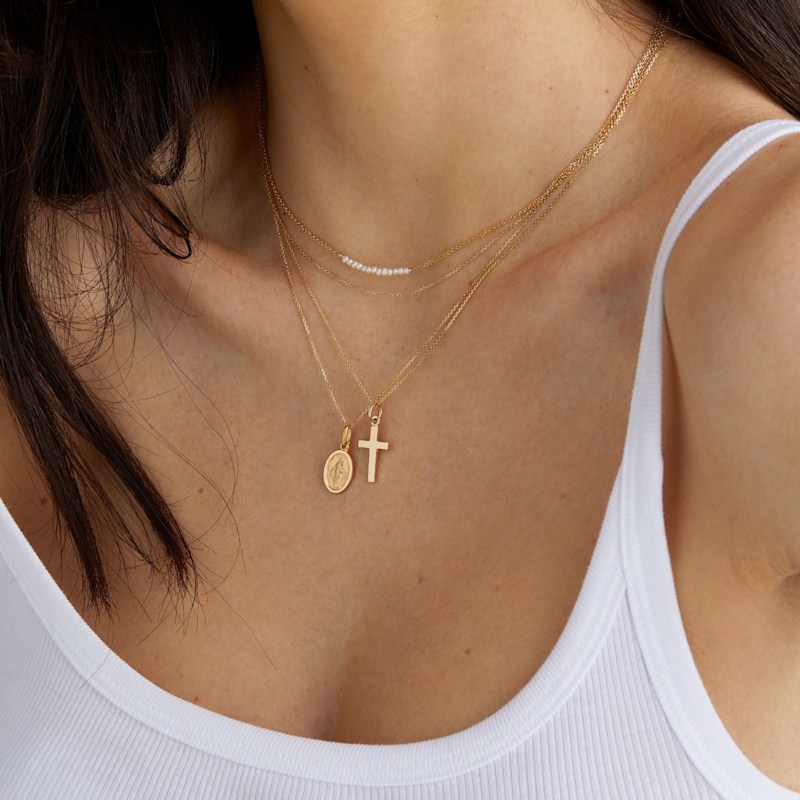 Thumbnail of Solid Gold Cross Pendant Necklace image