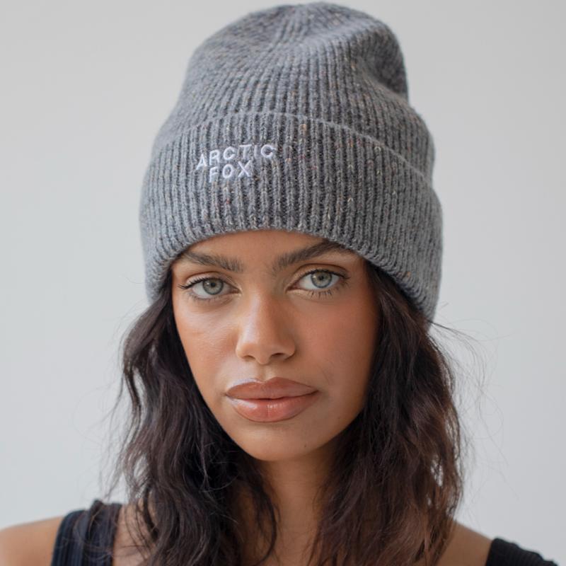 The Embroidered Beanie In Quiet Harbour Grey | Arctic Fox & Co