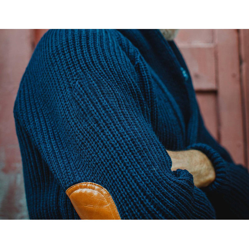 Pioneer British Wool Cardigan Navy | &SONS Trading Co | Wolf & Badger