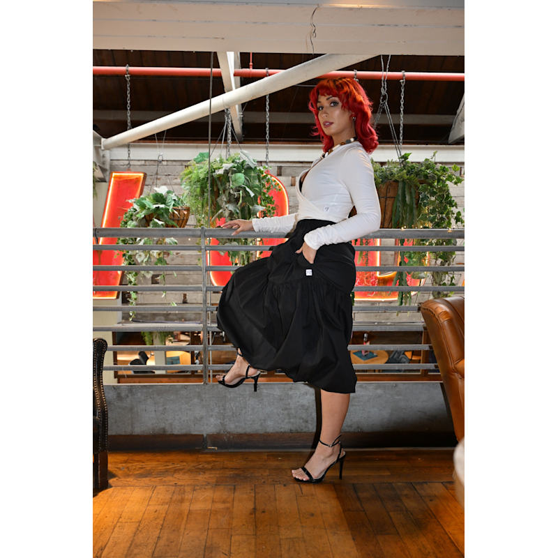 Thumbnail of Mylar Puffball Midi Skirt In Black image
