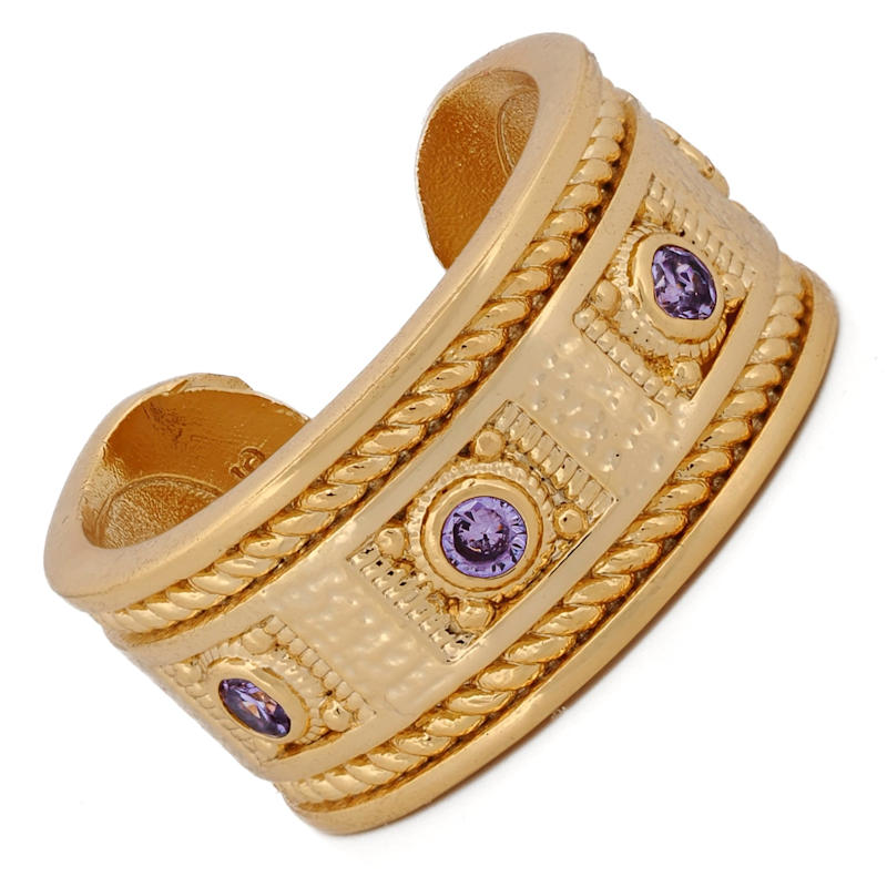 Thumbnail of Mystic Queen Amethyst Cuff Gold Ring - Purple image