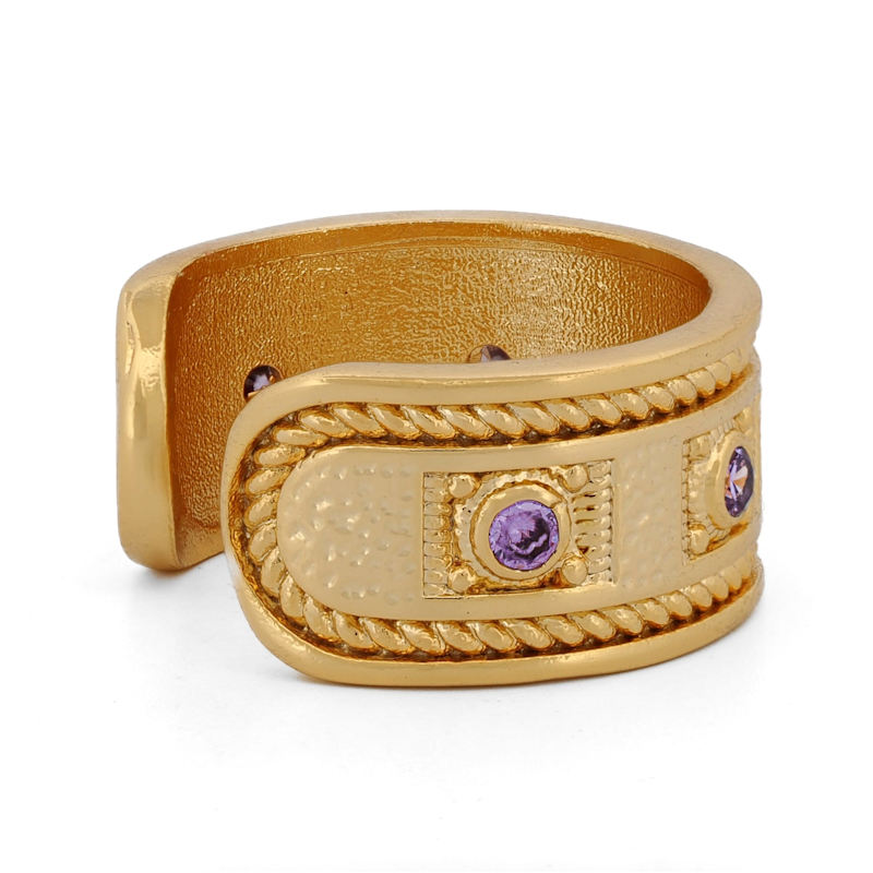 Thumbnail of Mystic Queen Amethyst Cuff Gold Ring - Purple image