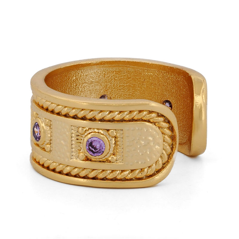 Thumbnail of Mystic Queen Amethyst Cuff Gold Ring - Purple image