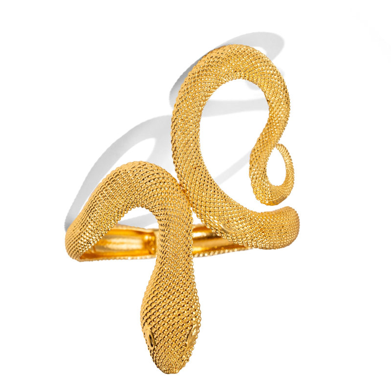 Thumbnail of Mystic Snake Guardian Gold Chunky Adjustable Cuff Bracelet - Gold image