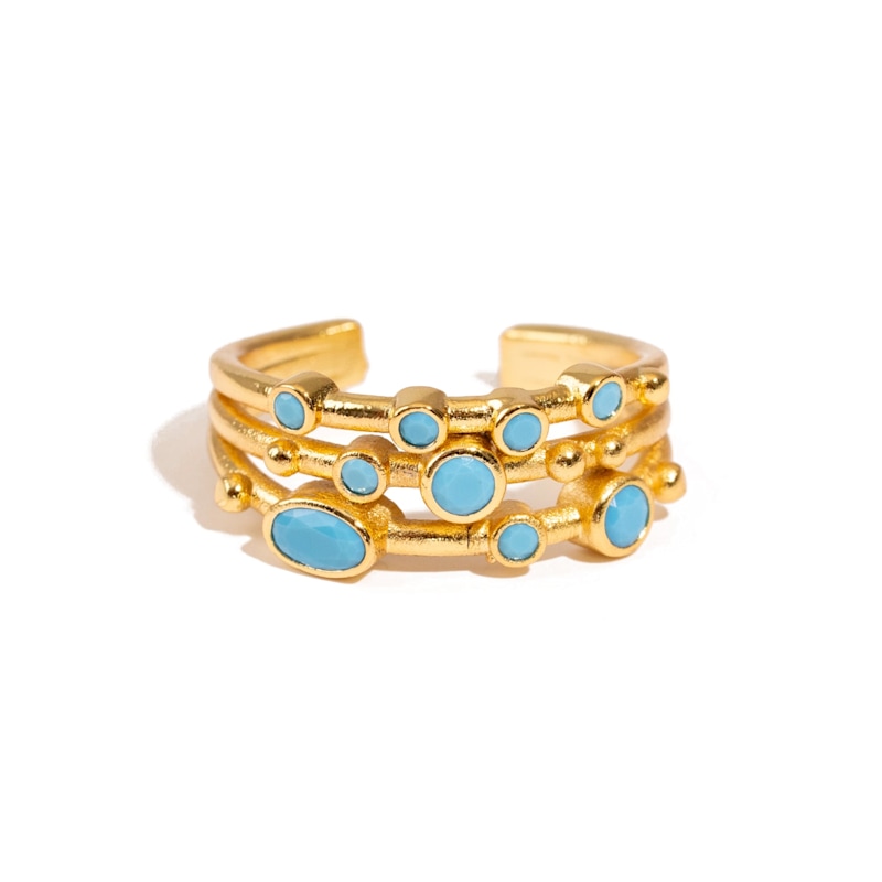 Thumbnail of Mystic Waves Turquoise Gold Adjustable Ring - Turquoise image