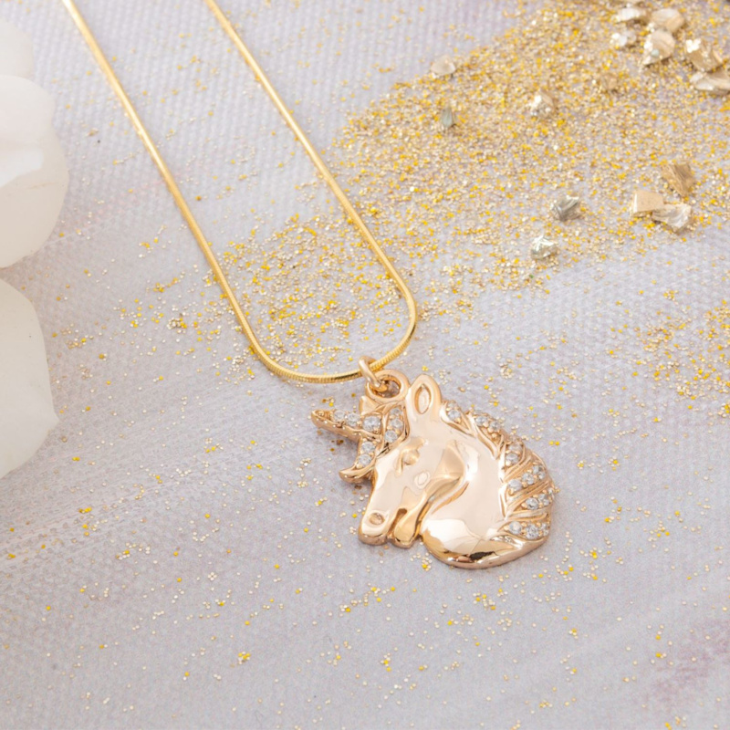 Thumbnail of Mystical Unicorn Necklace, Gold Over Sterling Silver image