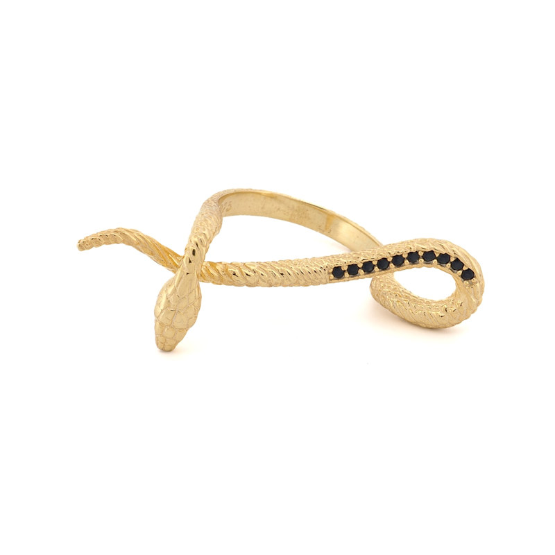Thumbnail of Mythology Snake Gold Vermeil & Black Diamond Design Ring - Gold image